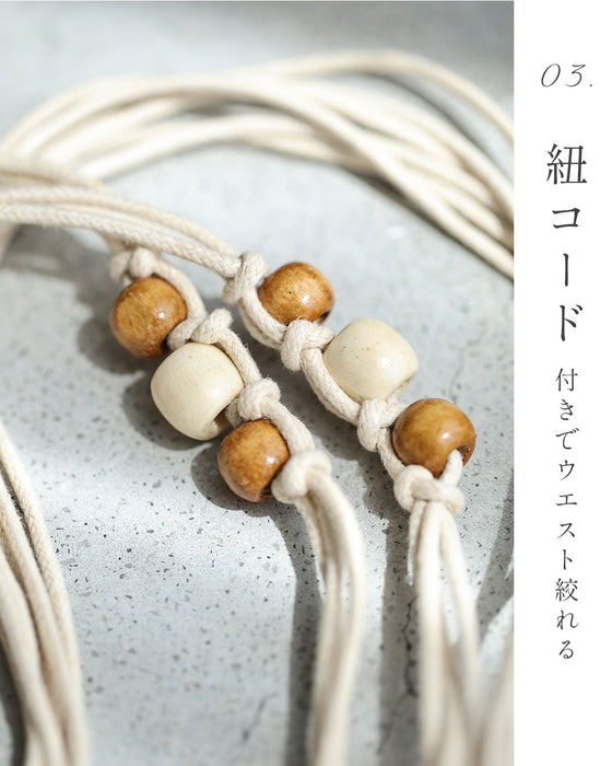 ナチュラルな風合いの花刺繍リラクシーロングワンピース（ベルト付き）