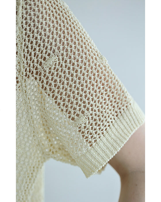 モールの花刺繍浮かぶメッシュカットソートップス