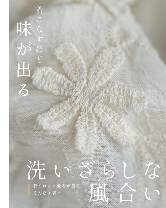 2wayスリーブの花びら浮かぶ柔らかシャツトップス