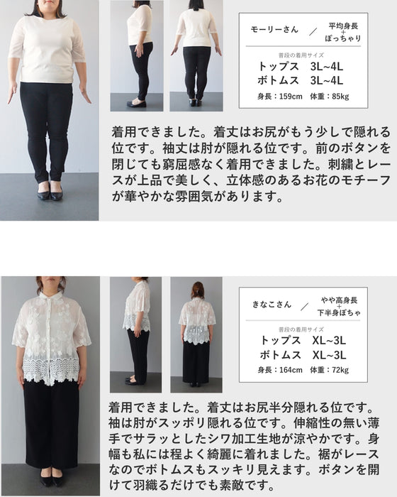 ぐるり囲むクロシェ裾のふんわり立体花シャツトップス