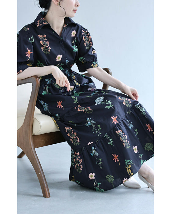 色鮮やかな花図鑑 ティアードロングワンピース