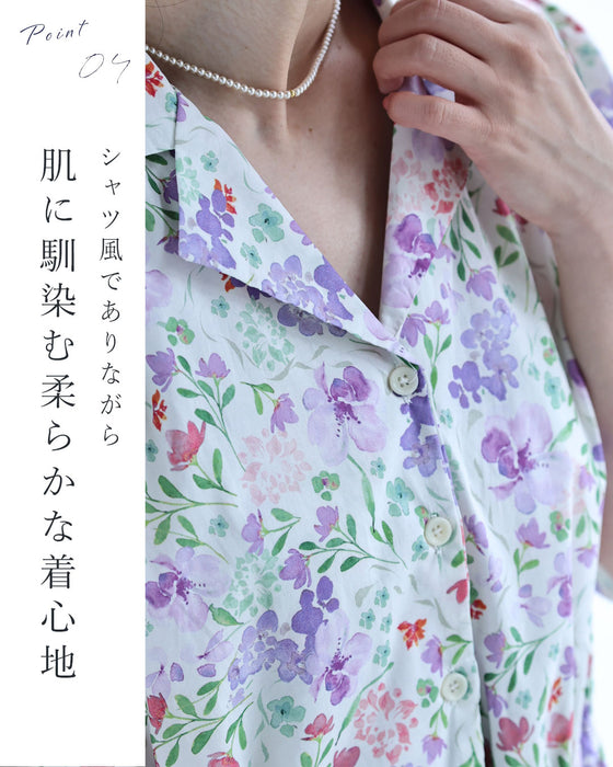 初夏に揺れる花のイングリッシュガーデンロングワンピース