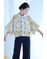 キラキラビジュー襟のパンチングレースブラウストップス