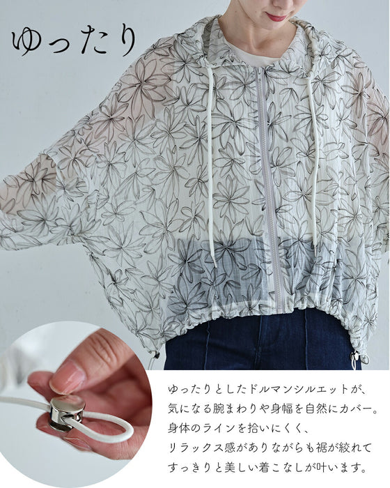 軽やかな花画シアーパーカー