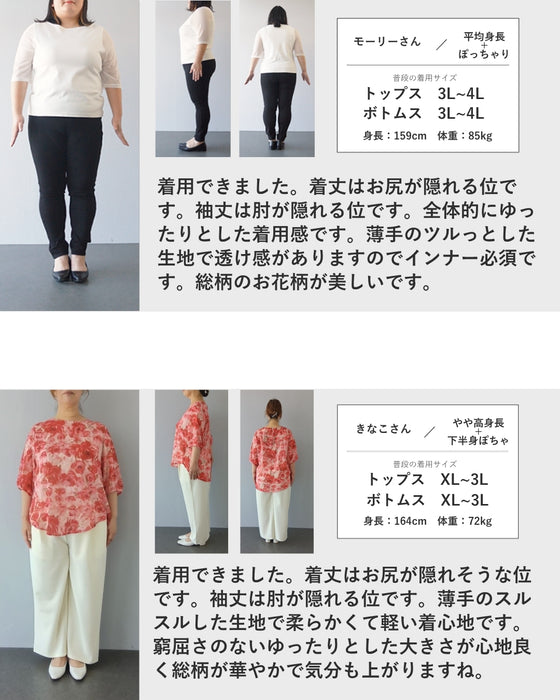 鮮やかな花を描くふんわり絵画ブラウストップス