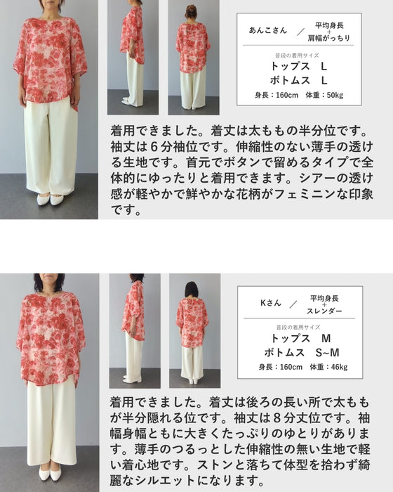 鮮やかな花を描くふんわり絵画ブラウストップス