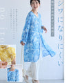 フロントスリットのボタニカル柄シフォンチュニック
