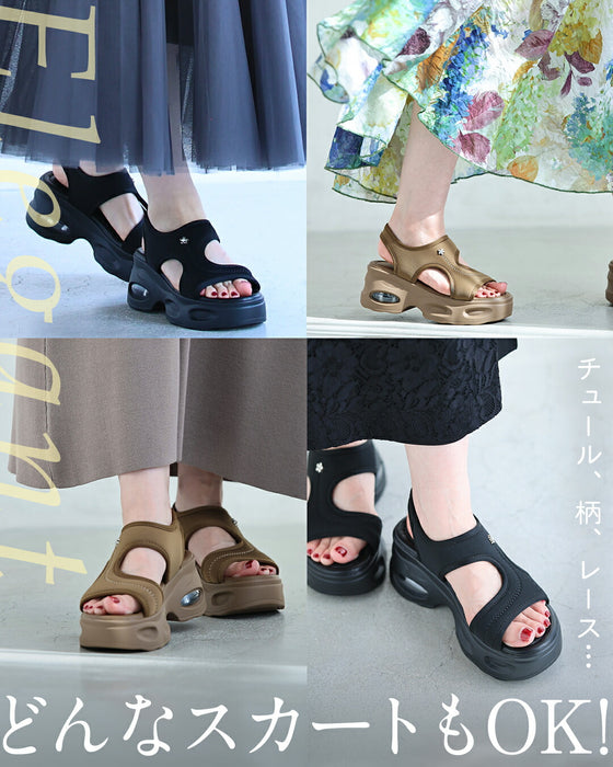 「スカートに合う」上品厚底サンダル