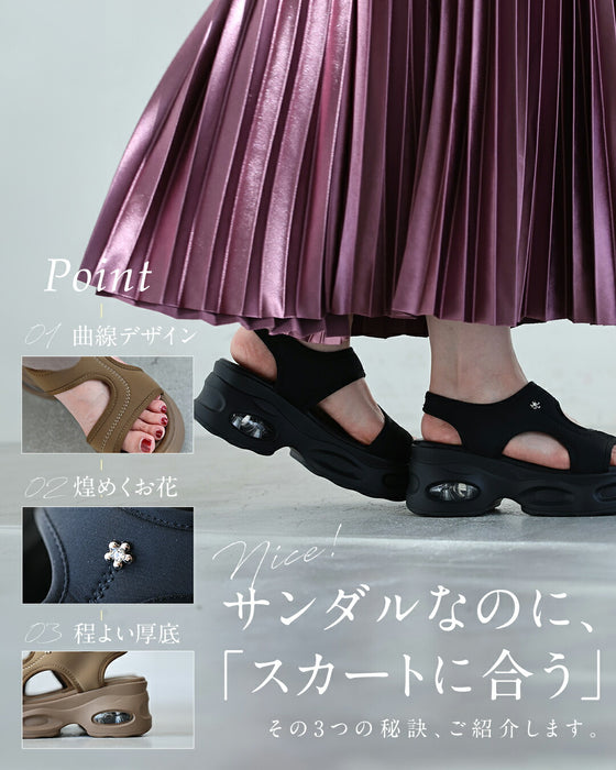 「スカートに合う」上品厚底サンダル