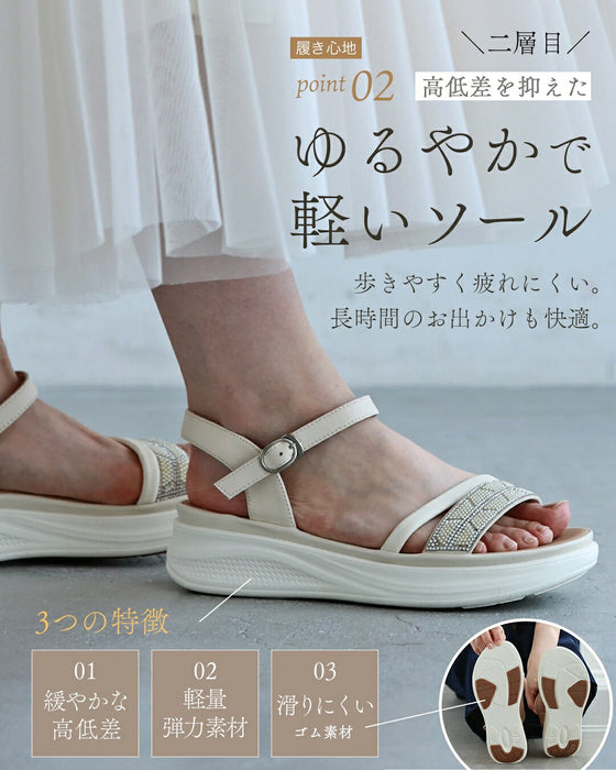 最高の履き心地 煌めくビジューサンダル