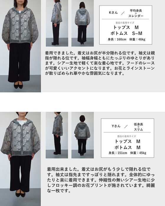 宝石ビジューのシアーパーカー
