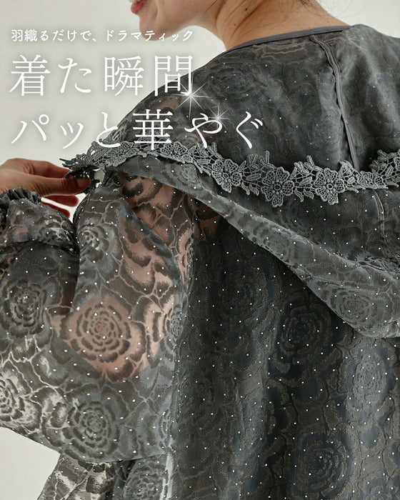 宝石ビジューのシアーパーカー