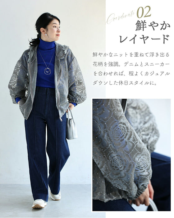 宝石ビジューのシアーパーカー