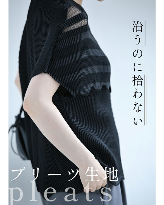 超伸縮 プリーツブラウストップス