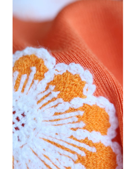アップリケ風花刺繍のニットカットソートップス