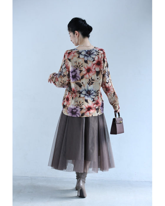 鮮やかな花ニット