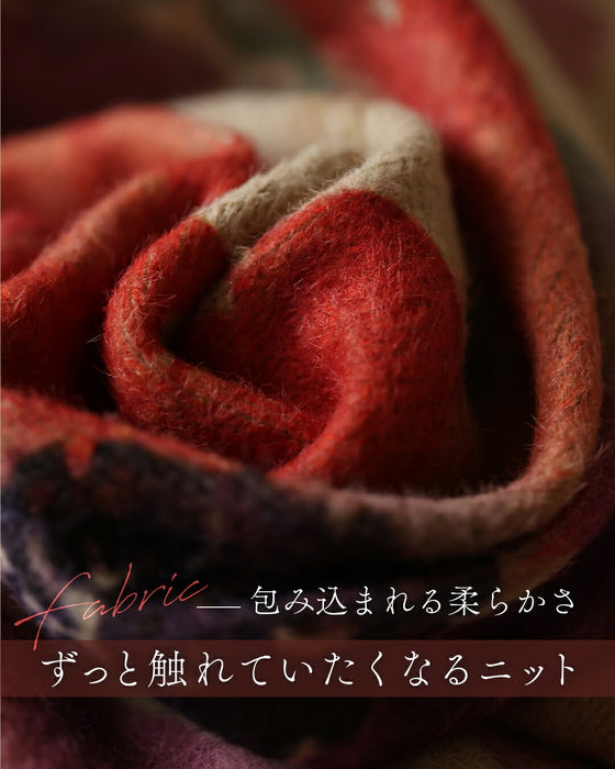 滲むアネモネ水彩画ニットトップス