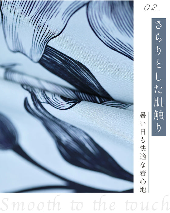 モノトーンな百合の花ロングスカート