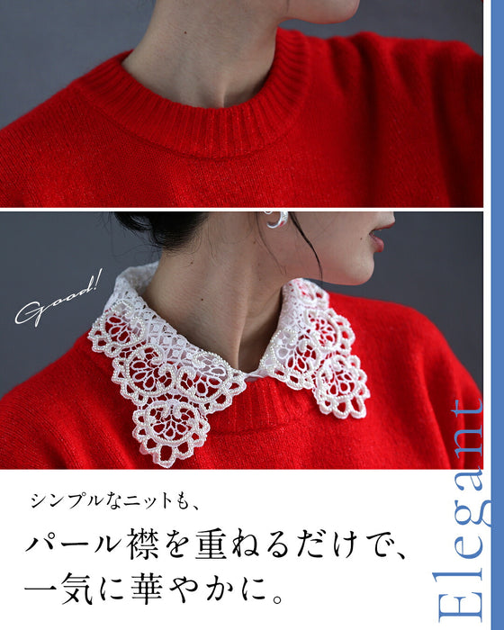 着るアクセ パール襟の顔映えブラウス