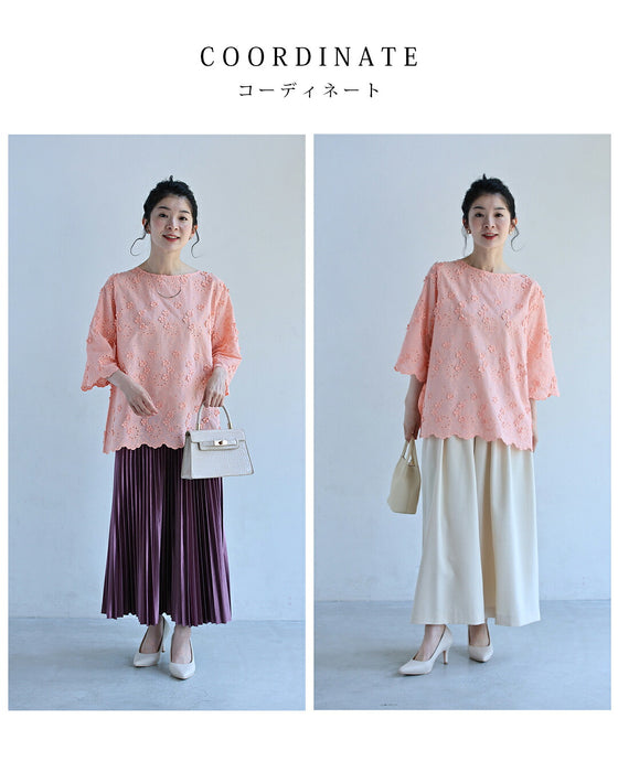 小花咲くシャーベットブラウストップス