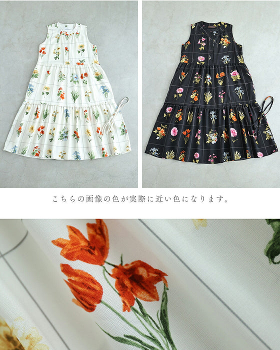 心ときめく花図鑑ロングワンピース（紐ベルト付き）
