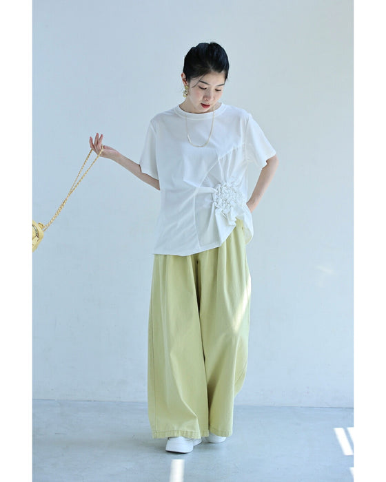 紫陽花シャーリングTシャツトップス