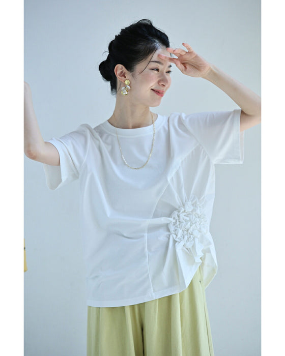 紫陽花シャーリングTシャツトップス