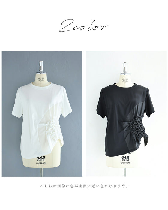 紫陽花シャーリングTシャツトップス