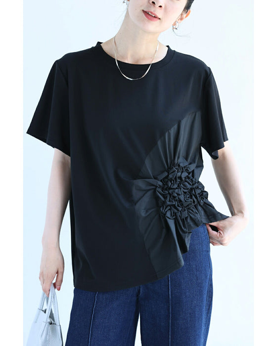 紫陽花シャーリングTシャツトップス
