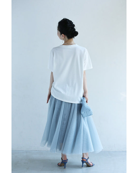 紫陽花シャーリングTシャツトップス