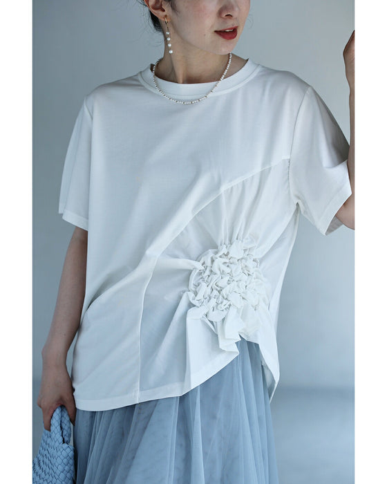 紫陽花シャーリングTシャツトップス