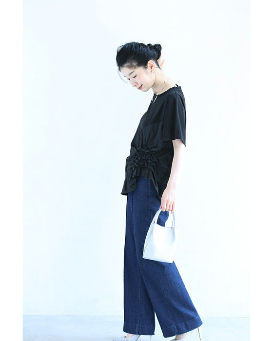 紫陽花シャーリングTシャツトップス