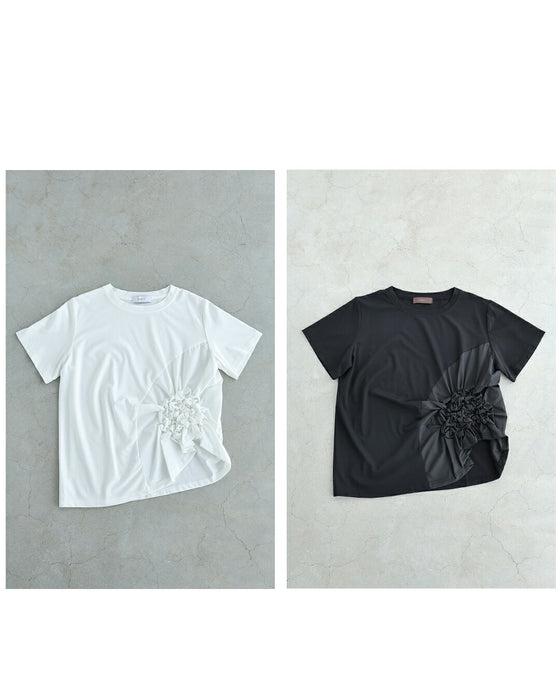 紫陽花シャーリングTシャツトップス