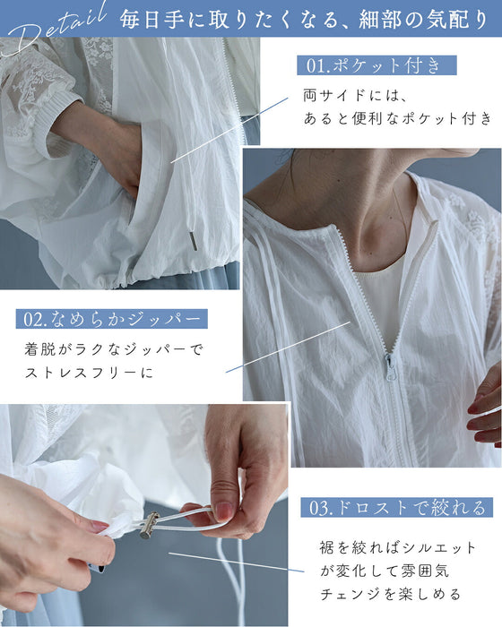 二の腕ぼかし レースブルゾン