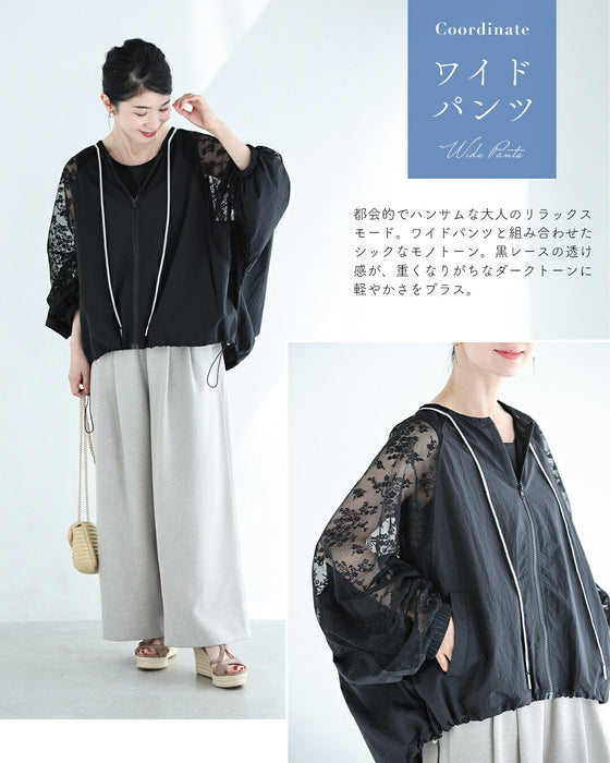 二の腕ぼかし レースブルゾン