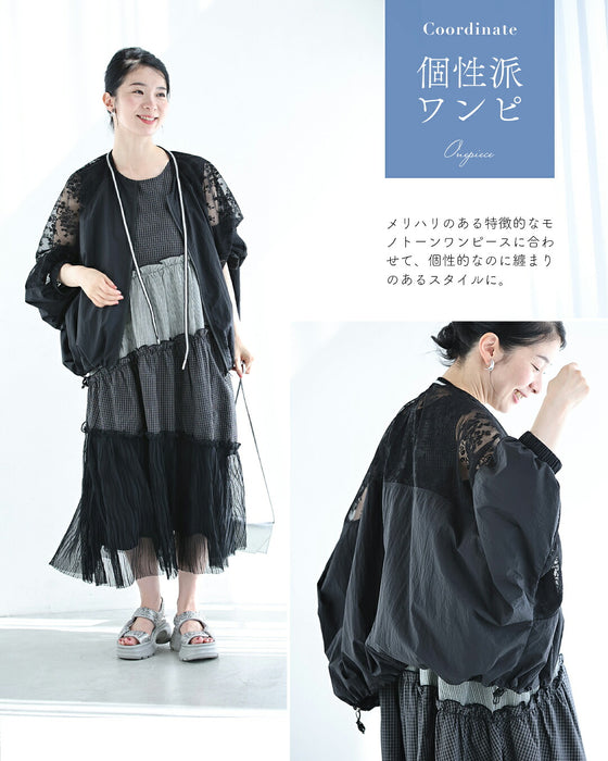 二の腕ぼかし レースブルゾン