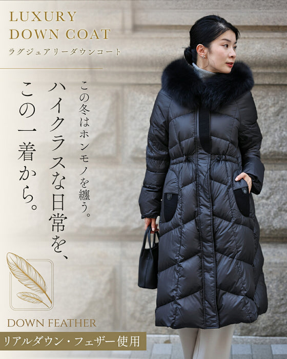 Xライン錯視 着膨れ知らずロングダウンコート