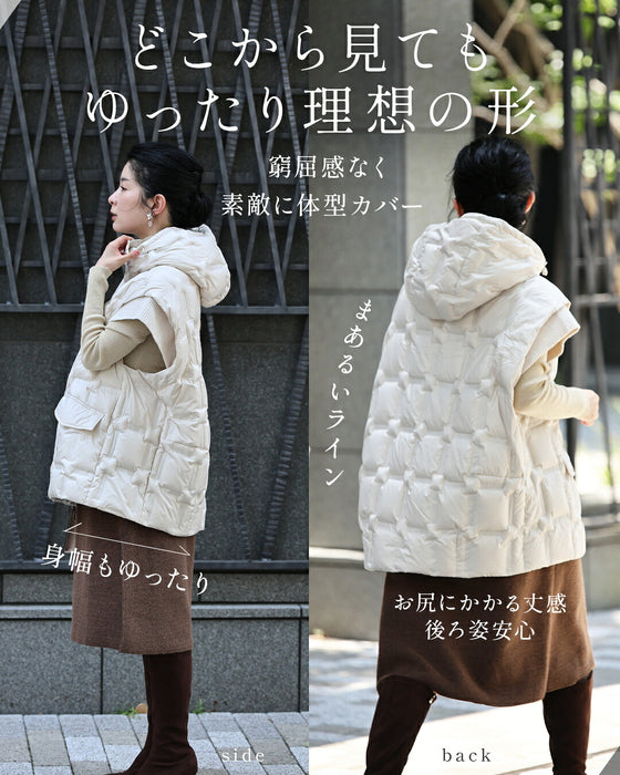 百貨店クラスの高級感　ちょい袖ダウンベスト