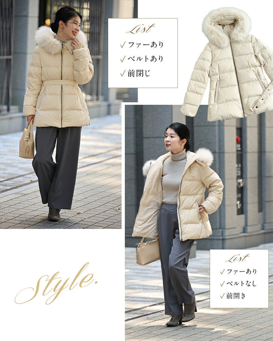 美シルエット ファー付きミドルダウン