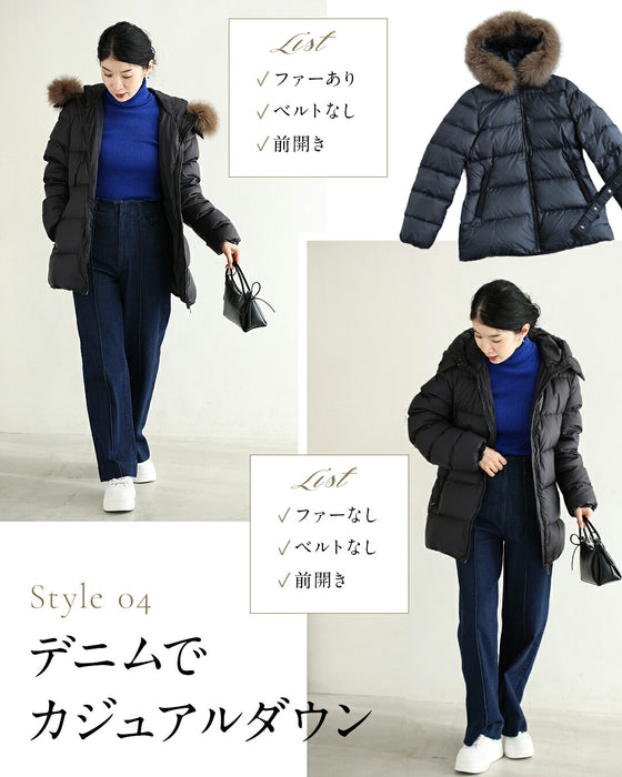 美シルエット ファー付きミドルダウン