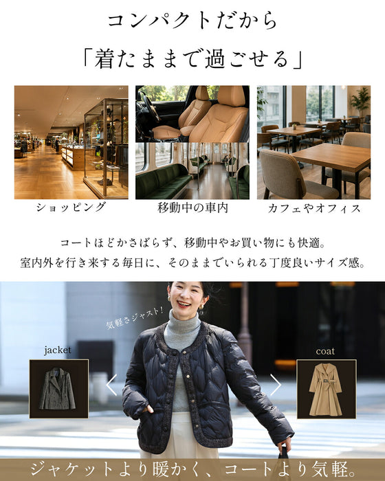 ジャケット見え軽量ノーカラーダウン