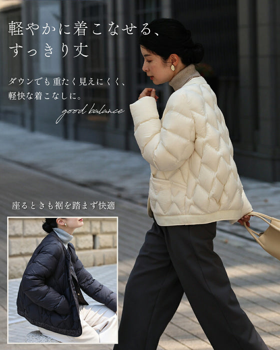ジャケット見え軽量ノーカラーダウン