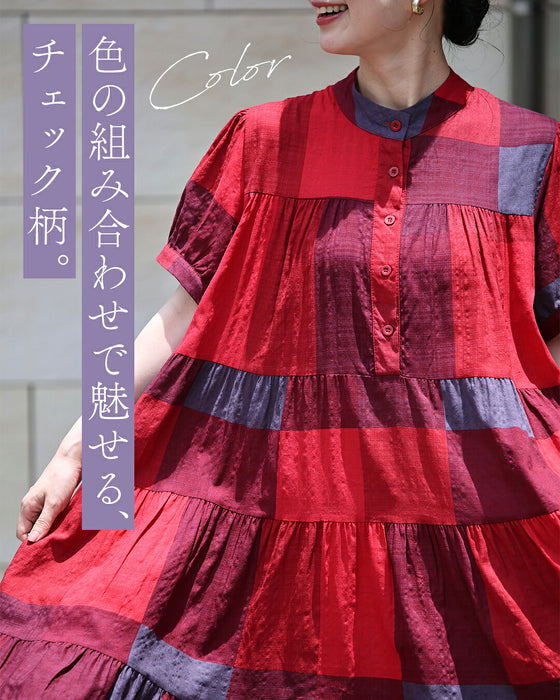 パッと着るだけ ラク可愛い チェックワンピース