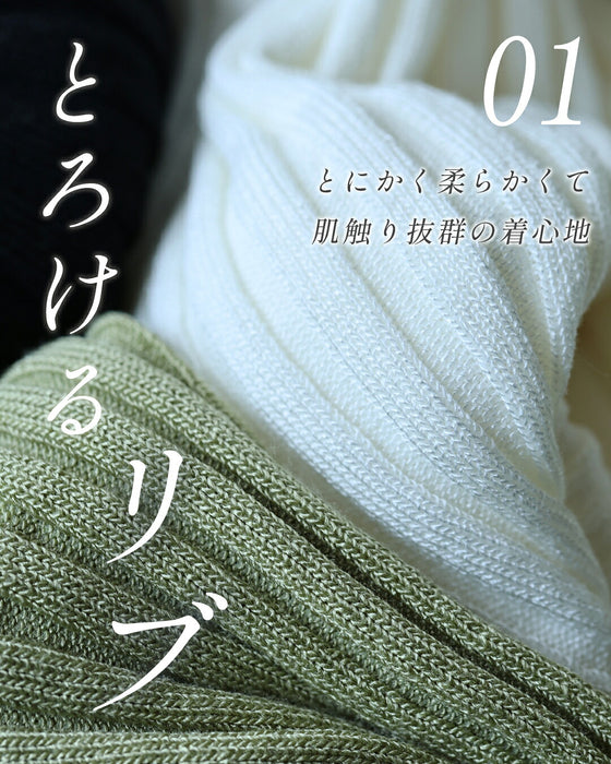 体型カバーが叶う リブ×レース 長袖トップス