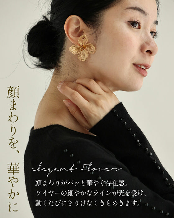 【返品・交換不可】ワイヤーアートのハナミズキピアス