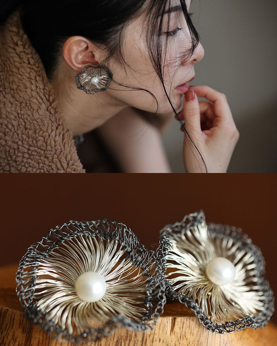 【返品・交換不可】ワイヤーアートのポピーピアス