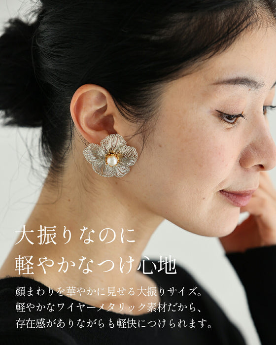 【返品・交換不可】ワイヤーアートの梅の花ピアス