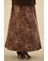 花刺繍風スエード調ロングスカート