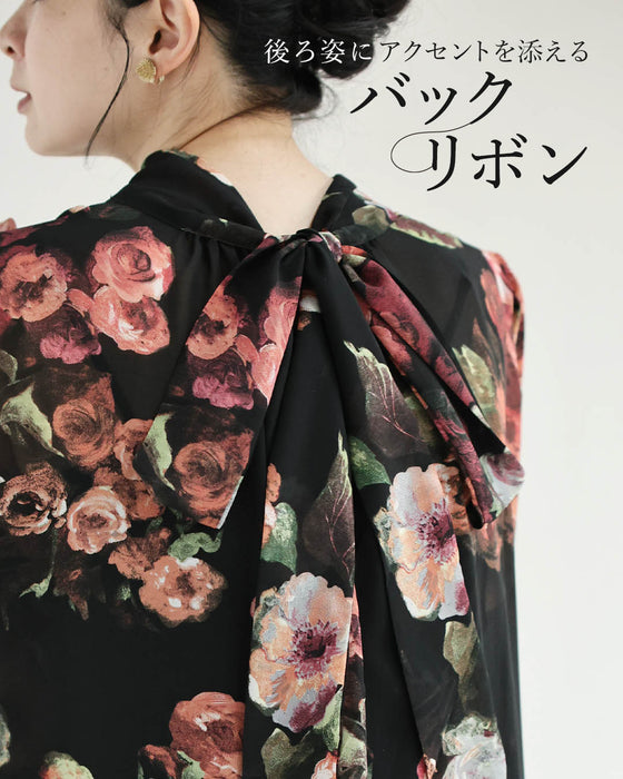 薔薇広がる絵画のようなシアーチュニック