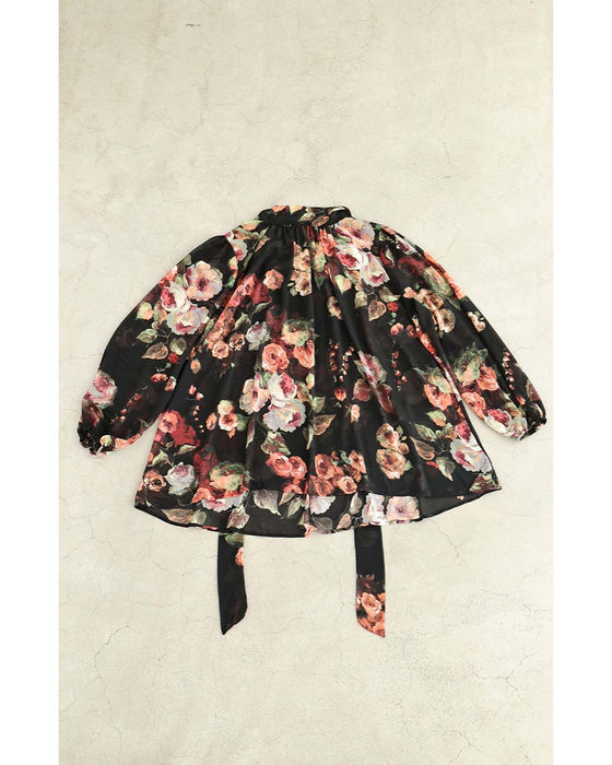 薔薇広がる絵画のようなシアーチュニック